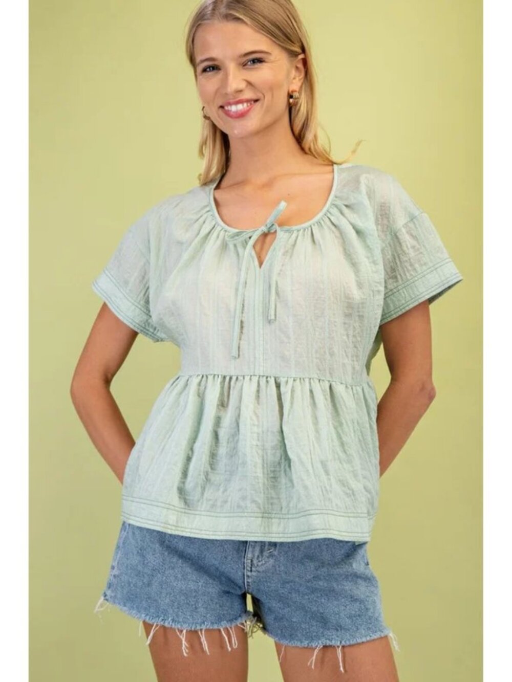 Round Neck Babydoll Top